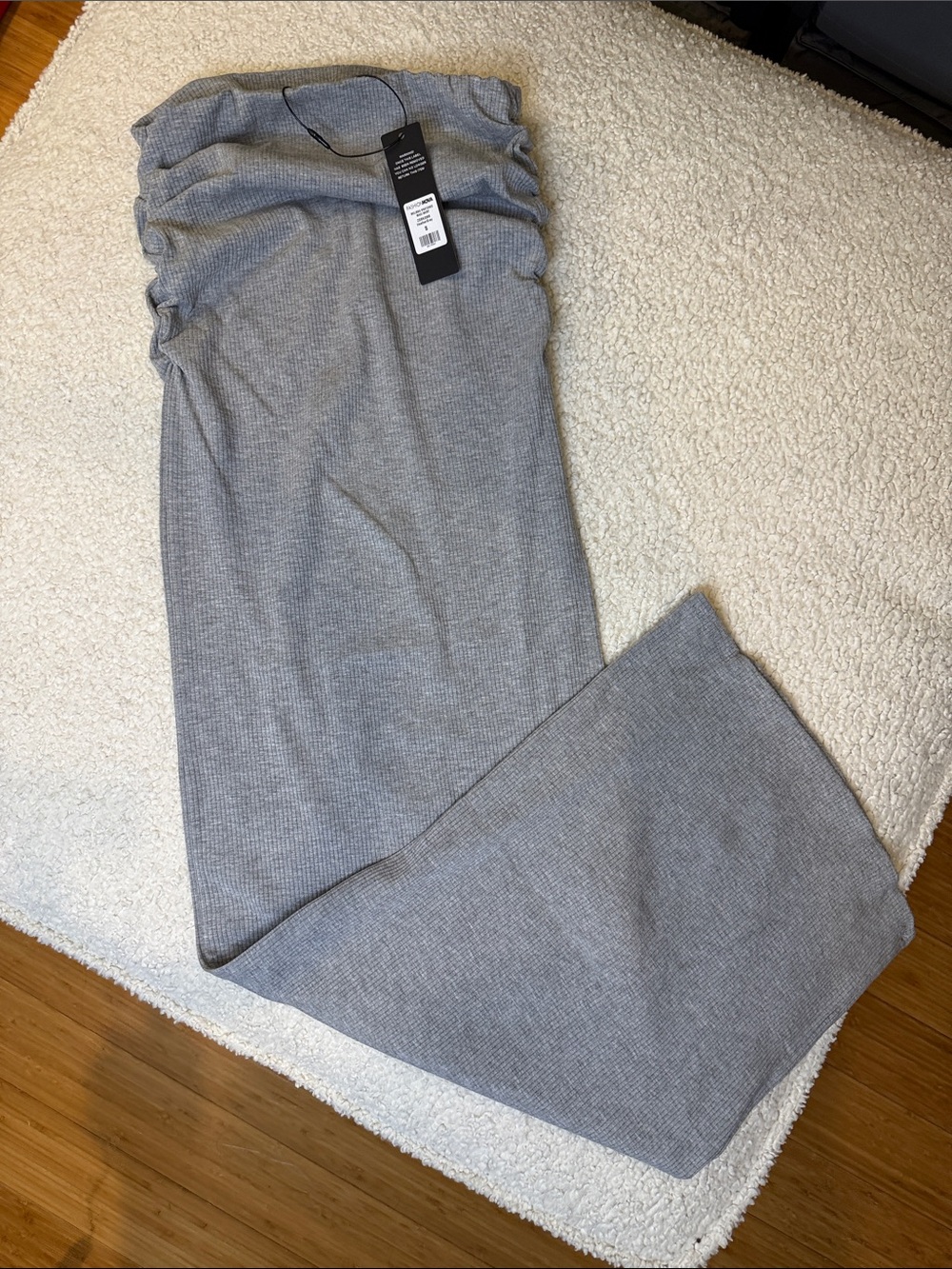 Fashion Nova Ribbed Maxi Skirt in Gray